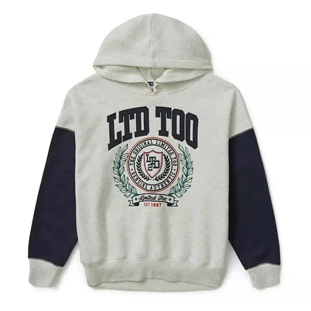 NWT Limited Too Girls Varsity Hoodie Pearl Heather Medium‎ 10